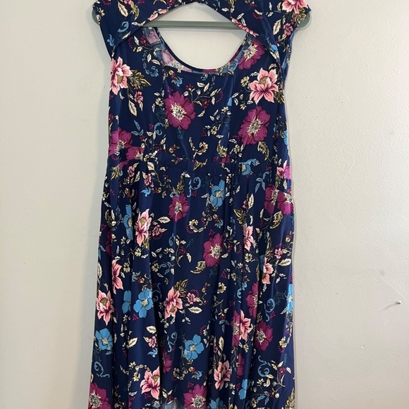 Torrid Dress Women 14 Blue Midi Floral Pullover Flowy Boho Western Summer Retro - Picture 9 of 15